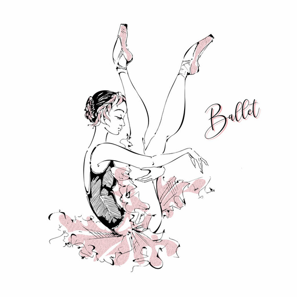 junge Ballerina. Tänzer. Ballett Graphik Vektor Illustration - Vektor, Bild