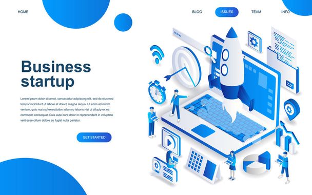 Modern isometric design concept of Startup Your Project for website and mobile website development. Isometric landing page template. Launch a new product on a business company. Vector illustration. - Vector, Image