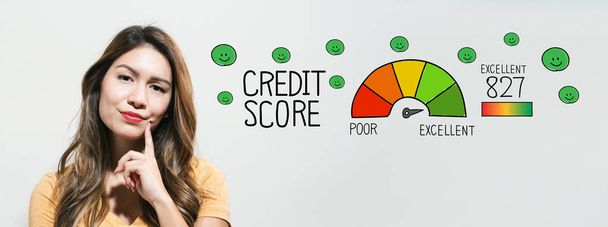 Excellent credit score with young woman - Photo, image
