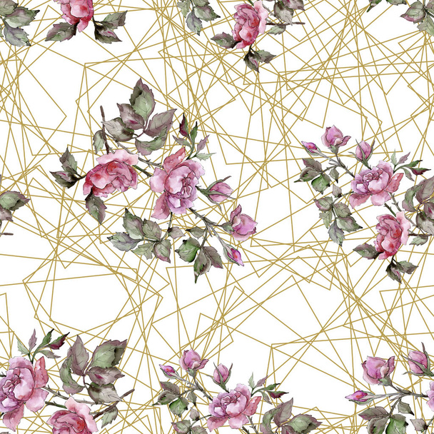 Watercolor pink bouquet peony flower. Floral botanical flower. Seamless background pattern. Fabric wallpaper print texture. Aquarelle wildflower for background, texture, wrapper pattern, border. - Фото, зображення