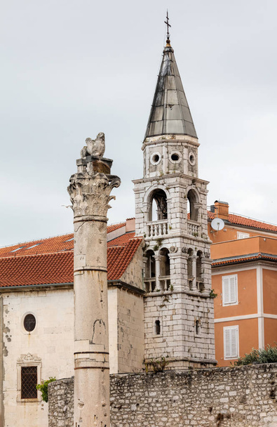 Bell tower of the St Elias's Church in Zadar, Croatia. This is the city's Orthodox church, built in the late Baroque style at the end of the 18th century. - Photo, Image