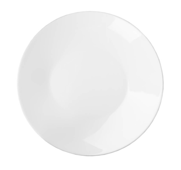 Ceramic plate with space for text on white background, top view. Washing dishes - Foto, Imagem