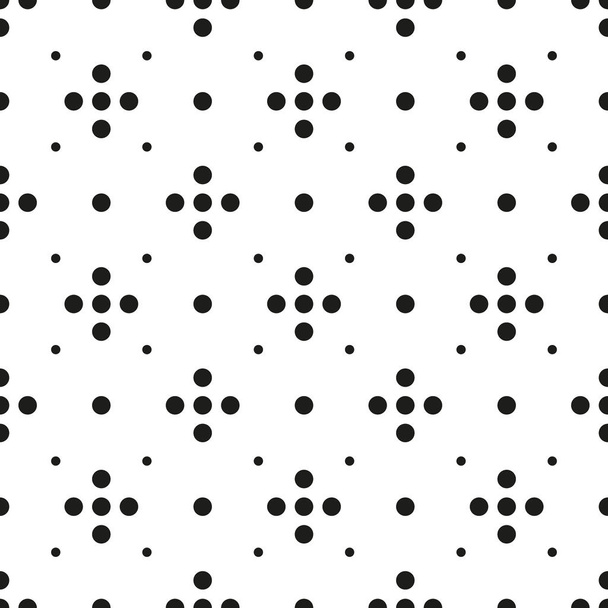 Απρόσκοπτη πόλκα dot μοτίβο, μαύρο τελείες σε λευκό φόντο, πολύ απλό και αποτελεσματικό swatch, ατελείωτες υφή - Διάνυσμα, εικόνα