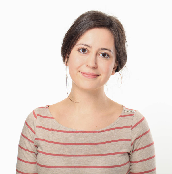 Nice smiling woman wearing in striped blouse - Zdjęcie, obraz