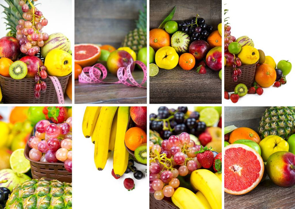 Mezcla ecológica de frutas Healty Collage
 - Foto, Imagen