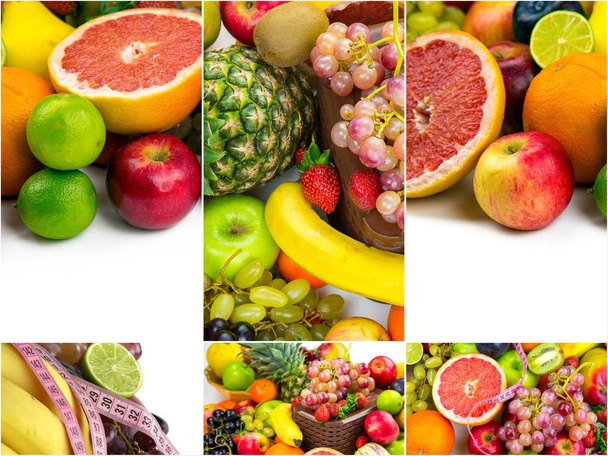 Healty Organic Mix of Fruits Collage - Photo, Image