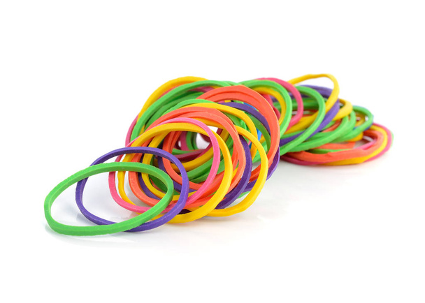 colorful rubber bands isolated on white. - Photo, Image
