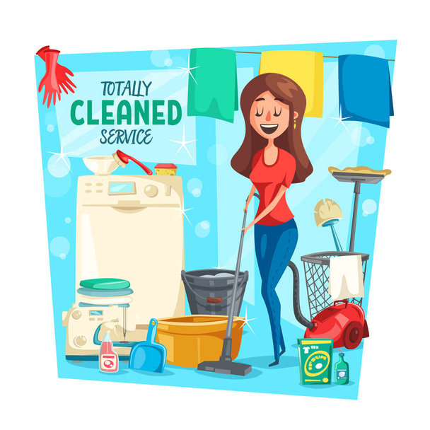 Cleaning, laundry and housework service - Vector, Image