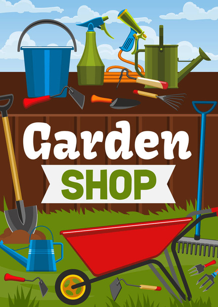 Tienda de jardinería y herramientas de jardinería agrícola
 - Vector, imagen