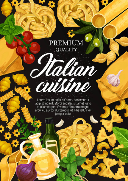 Cocina italiana pasta cocina ingredientes cartel
 - Vector, imagen