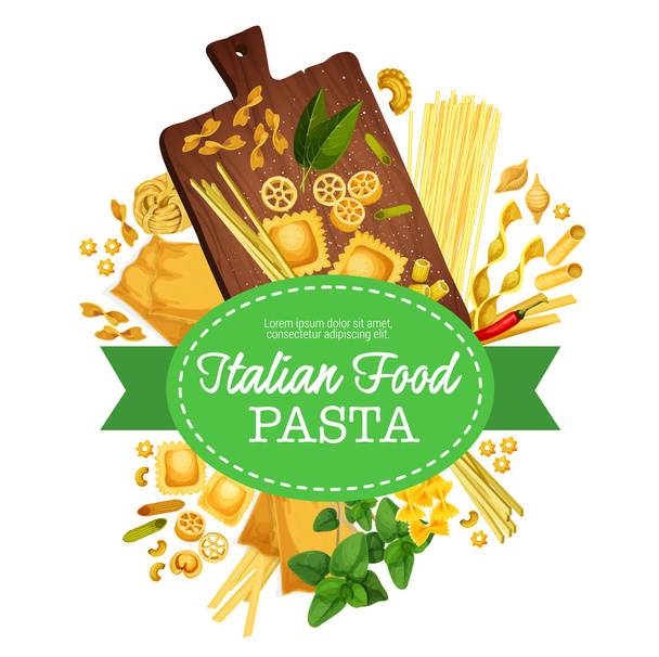 Italian pasta ruoka linguini ja kotitekoinen ravioli
 - Vektori, kuva