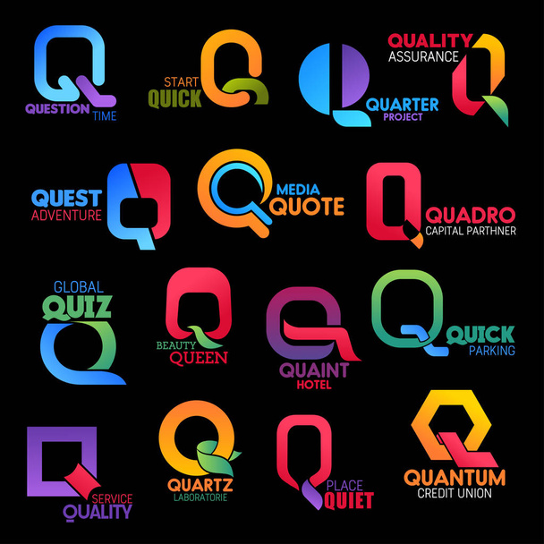 Q-kirjain abstrakteja kuvakkeita. Yrityksen ja tuotemerkit
 - Vektori, kuva