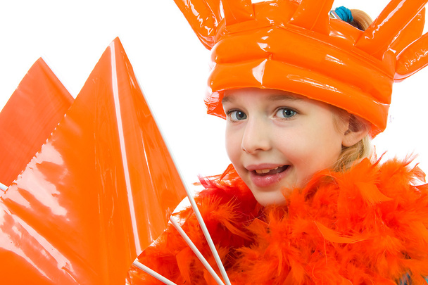 Girl is posing in orange outfit - Foto, Bild