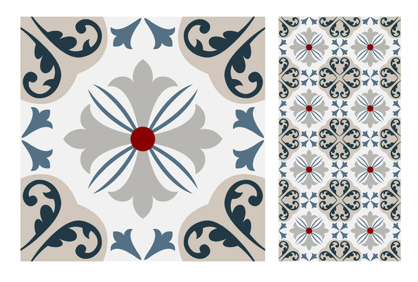 tiles Portuguese patterns antique seamless design in Vector illustration vintage - Vector, Image