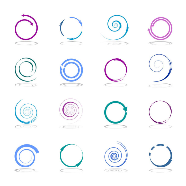 Spiral, circle and arrows shapes. Design elements set. Abstract icons. Vector art. - Vector, Image