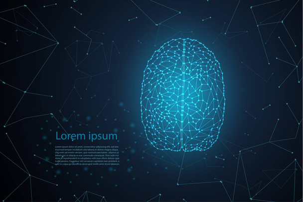 AI concepto cerebral con cerebro poligonal con ilustración vectorial de luz brillante
 - Vector, Imagen