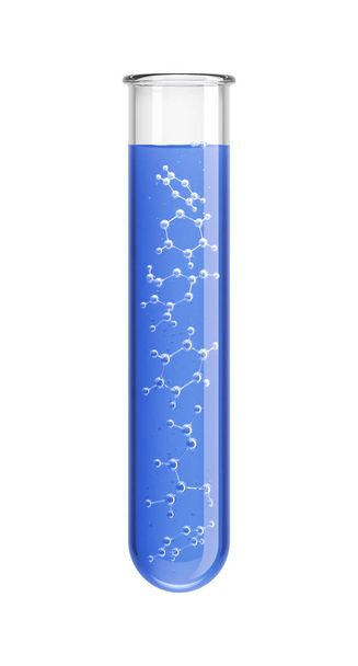 Tubo de ensaio com átomo de molécula submerso
 - Foto, Imagem