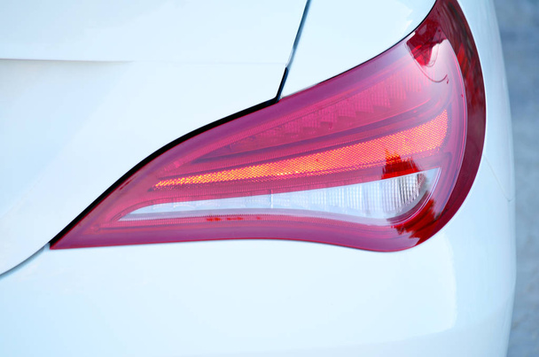 Rear light of a modern white car - Fotoğraf, Görsel