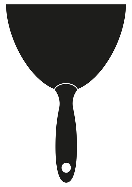 Siyah ve beyaz whide metal spatula siluet - Vektör, Görsel