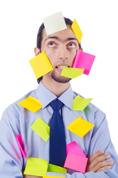 Man with lots of reminder notes - Photo, Image