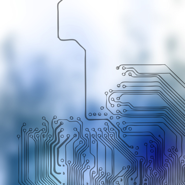 Mikrochip-Hintergrund - Nahaufnahme einer elektronischen Leiterplatte mit Prozessor - Foto, Bild