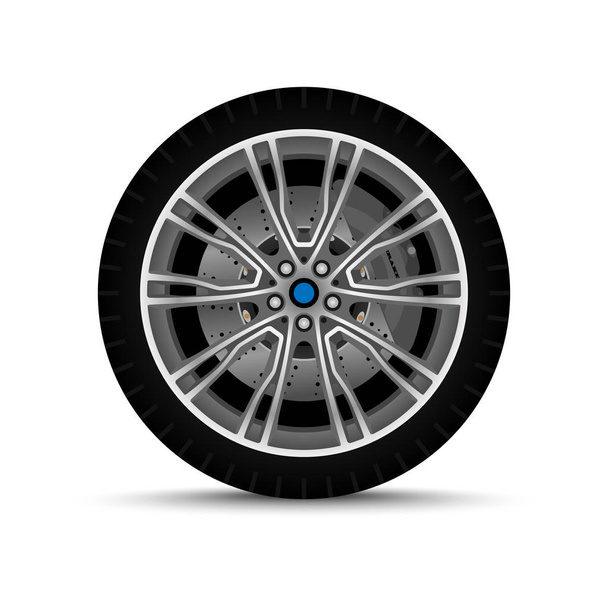 realistic car wheels set - Vector, Image