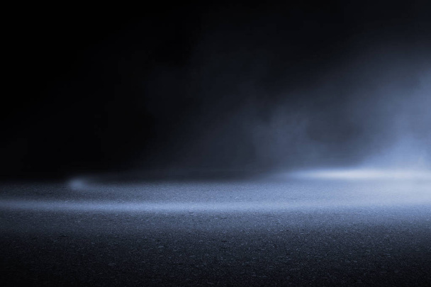 Creative blurry outdoor asphalt background with mist light high speed - Photo, Image