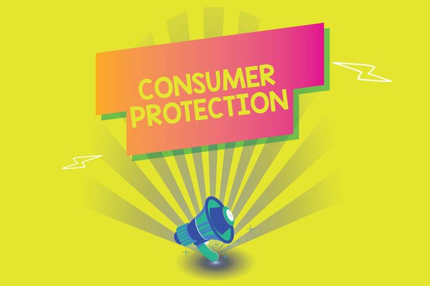テキストを書く消費者保護。消費者の権利保護を確保するための公正取引法のビジネスコンセプト - 写真・画像