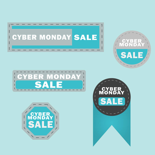 Cyber Monday sale design elements. Cyber Monday sale inscription labels, stickers. Vector illustration. - Wektor, obraz