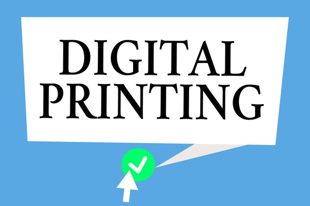 Conceptual hand writing showing Digital Printing. Business photo text digital based images directly to variety of media - Photo, Image