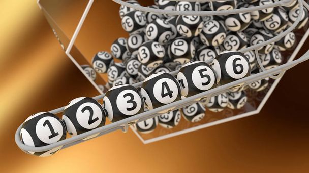 the number 123456 make up the bingo balls 3D illustration - Zdjęcie, obraz