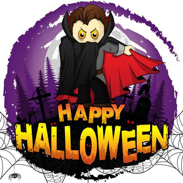 Modèle Happy Halloween Design avec Graf Dracula. Illustration vectorielle
. - Vecteur, image