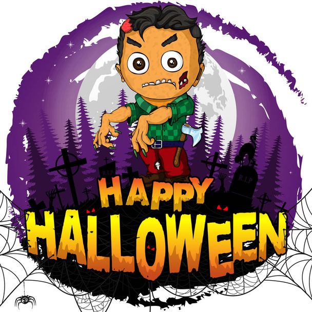 Boldog Halloween poszter zombi. Vektoros illusztráció. - Vektor, kép