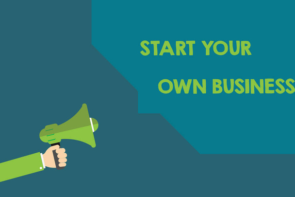 Tekst pisma Start Your Own Business. Koncepcja znaczenie przedsiębiorczości Venture Uruchamianie wprowadź do handlu - Zdjęcie, obraz