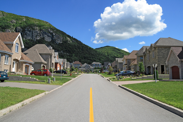 Богатый пригородный район рядом с горой
 - Фото, изображение
