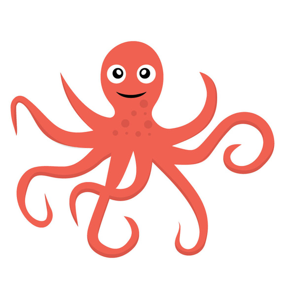 Octopus, a cephalopod mollusc with eight sucker-bearing arms, a soft sack-like body  - Вектор,изображение