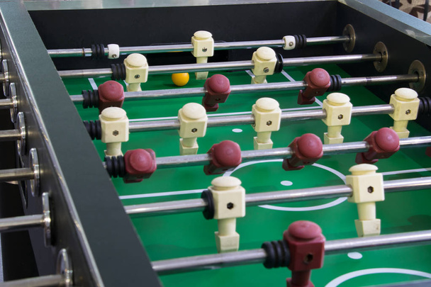 close-up of a green football field, table football. - Foto, afbeelding