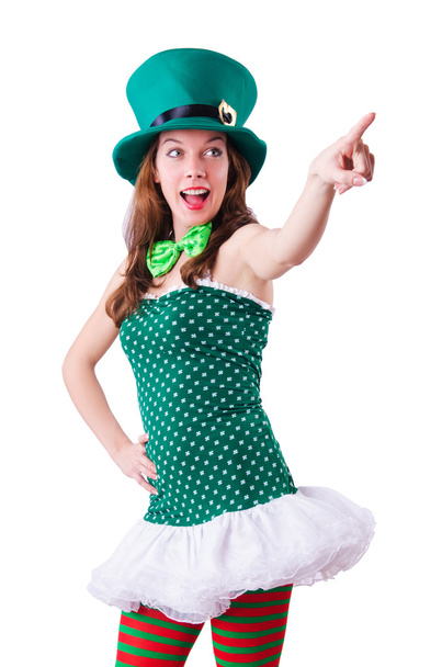 Young girl in saint patrick celebration concept - Photo, Image