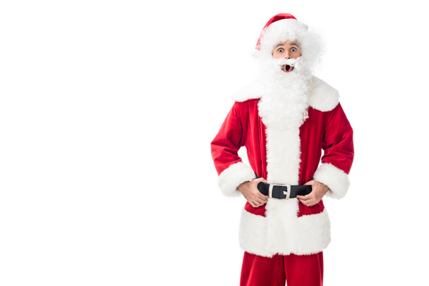 shocked santa claus standing isolated on white background  - Fotó, kép