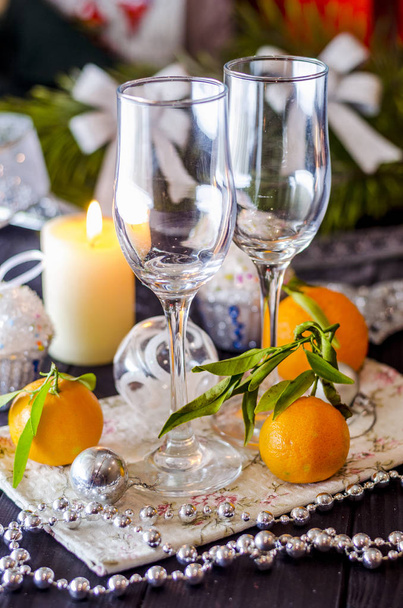 New Year's celebratory table with champagne bakery - Foto, Bild