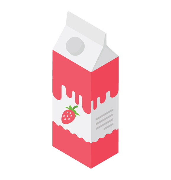 Tetra packed flavoured milk in strawberry  - Vettoriali, immagini