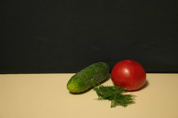 Cucumber tomato fennel - Fotoğraf, Görsel