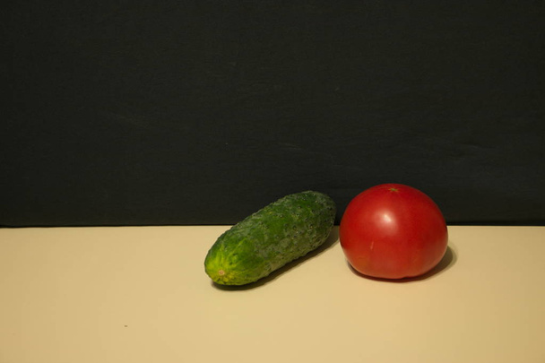 Cucumber and tomato - Fotoğraf, Görsel
