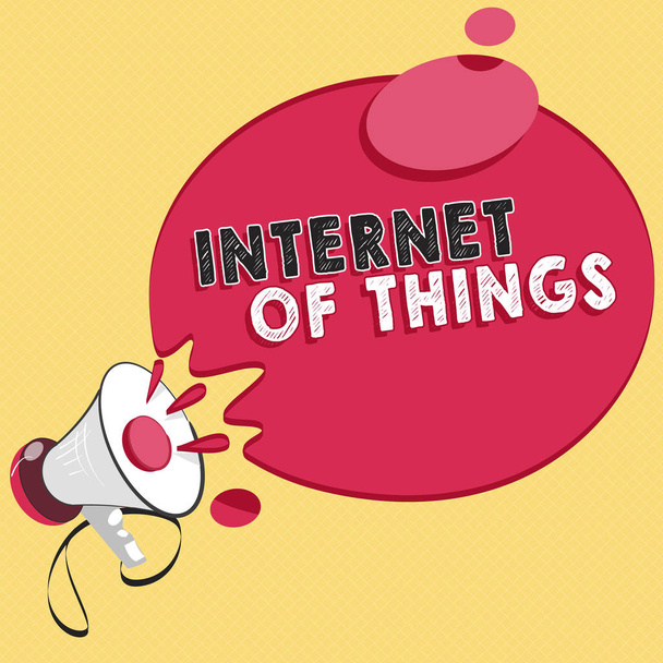 Λέξη σύνταξη κειμένου Internet Of Things. Επιχειρηματική ιδέα για τη σύνδεση συσκευών στο δίκτυο για αποστολή λήψη δεδομένων - Φωτογραφία, εικόνα