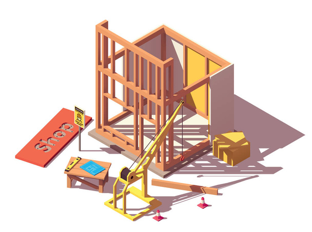 Vector isometric shop construction - Vector, Image