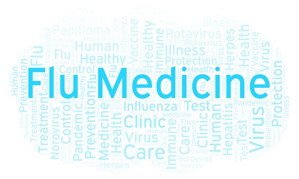 Nube de palabras de medicina contra la gripe, hecha solo con texto
 - Foto, Imagen