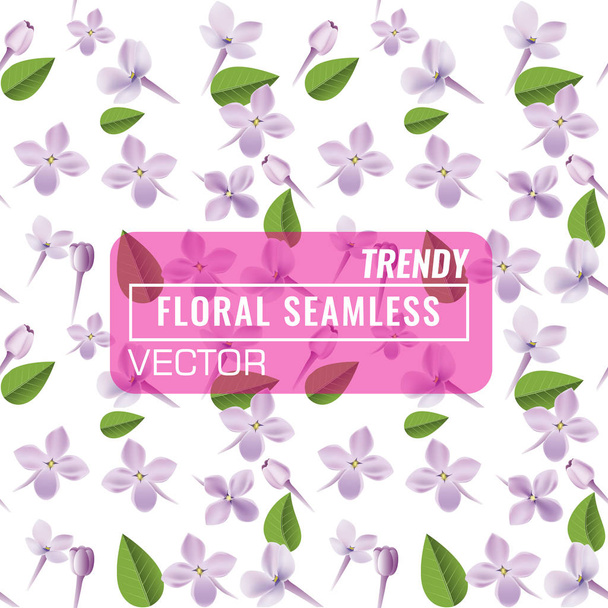 3d floral sin costuras fondo del patrón. Textura con flores lila púrpura, hoja y pétalos vector ilustración
. - Vector, Imagen