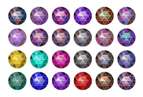Conjunto de DIAMANTES poligonais multicoloridos redondos
 - Vetor, Imagem