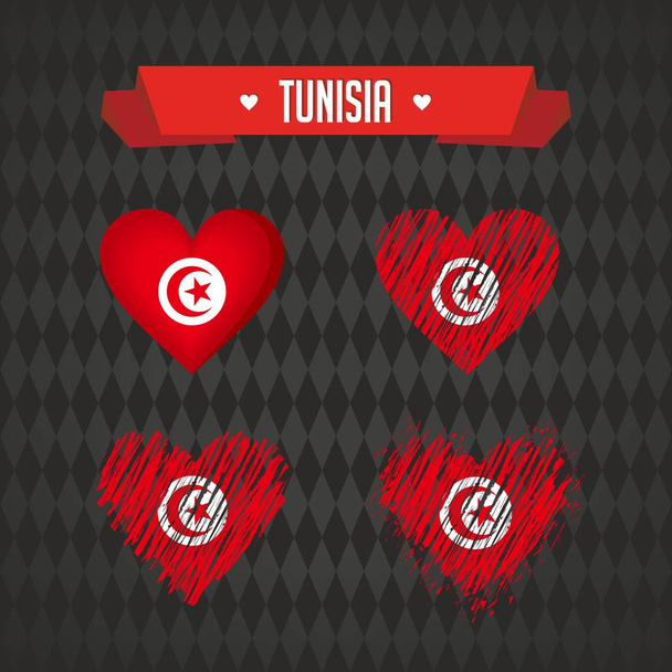 Туніс серце з прапором всередині. Гранж векторних графічних знаків - Вектор, зображення