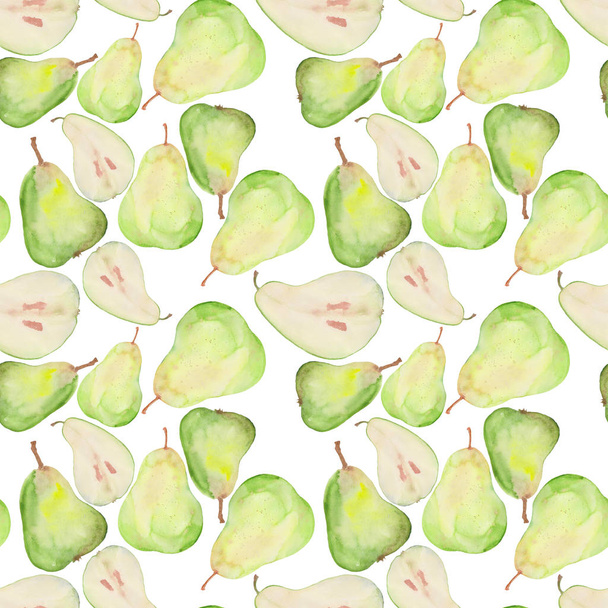 pear watercolor pattern seamless backgroun - Photo, image